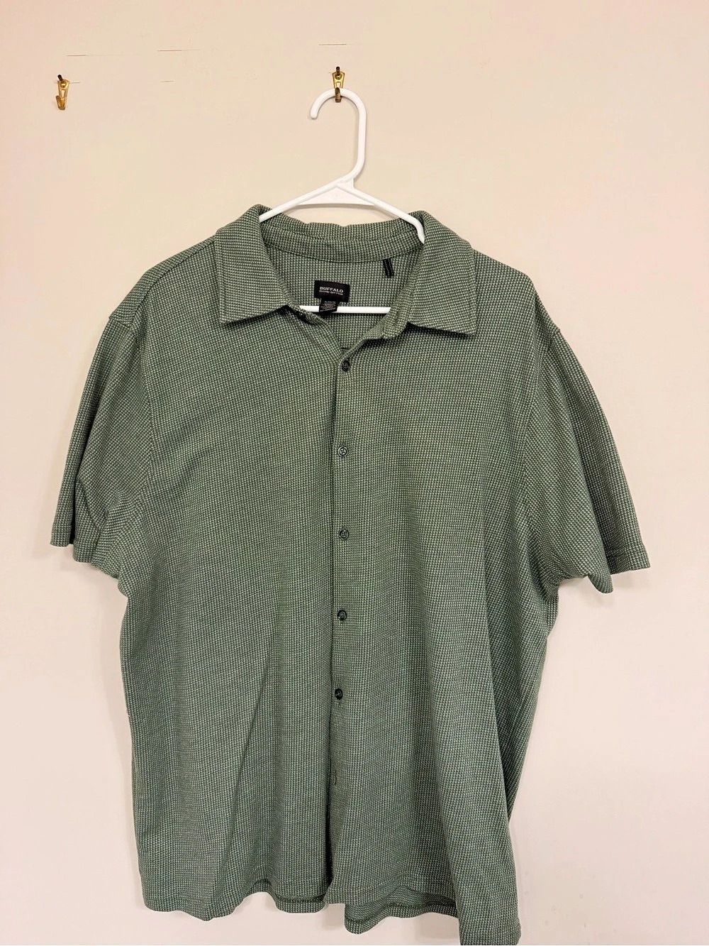 Buffalo David Bitton Wilra Short Sleeve Sweater Shirt Men's Green Short Sleeve